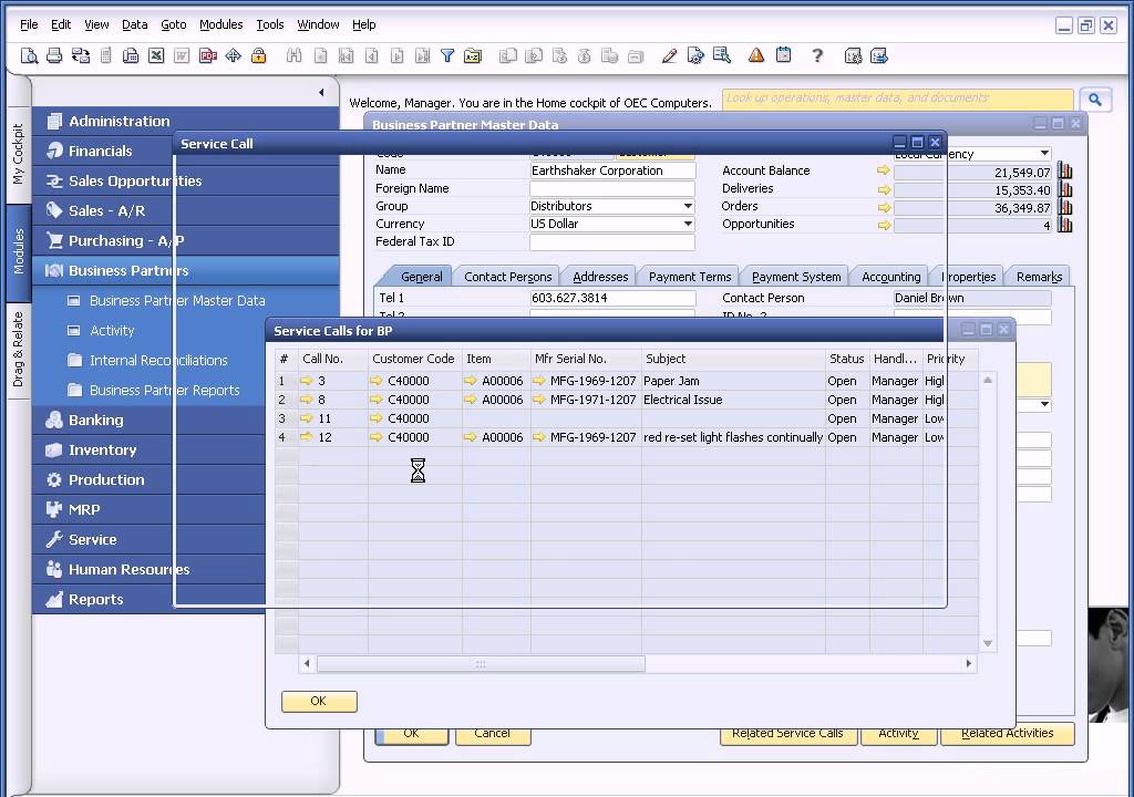 The 360 degree view of a customer using SAP Business One