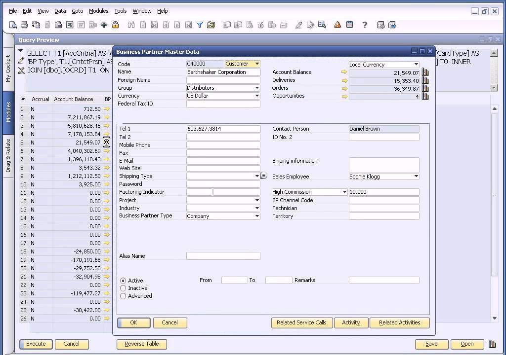 Creating a query in SAP Business One